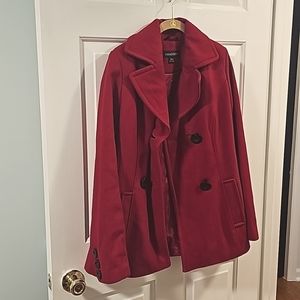 Womens Small Red Pea Coat